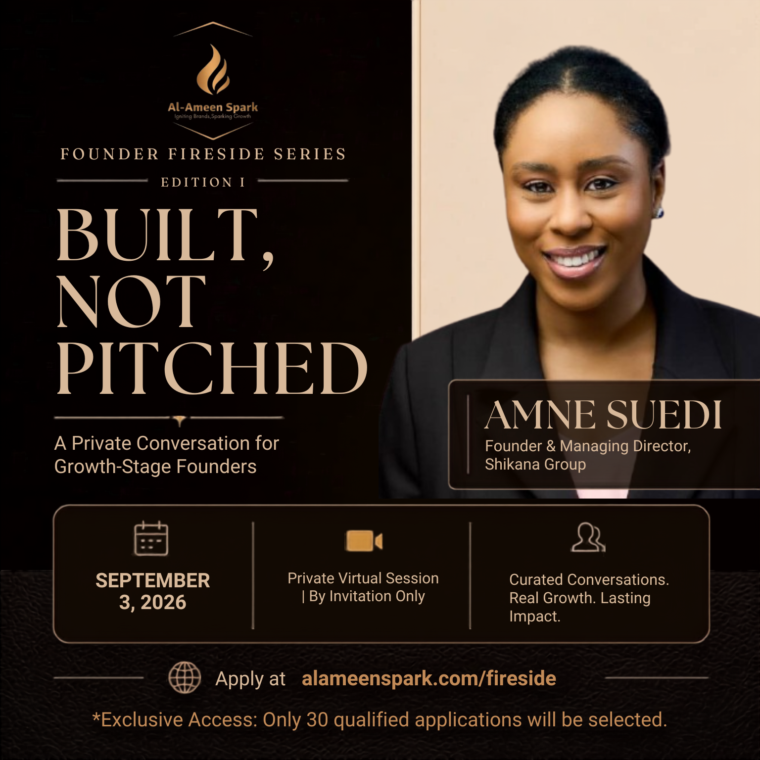 Founder Fireside Series, Edition I: Built, Not Pitched event flyer